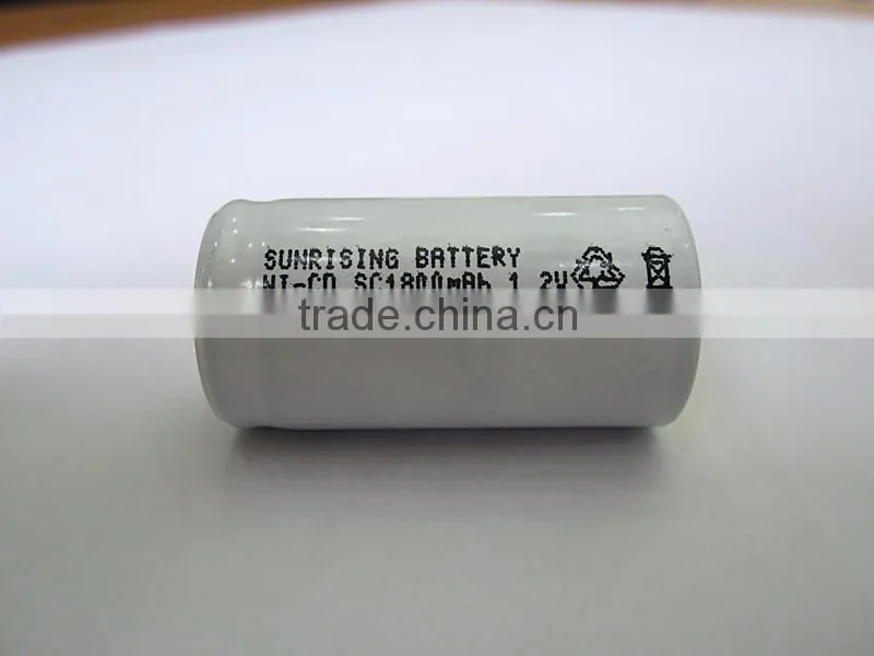 NiCd Rechargeable battery sc 1.2v 1800 ni cd battery pack /sc1800 nicd battery pack