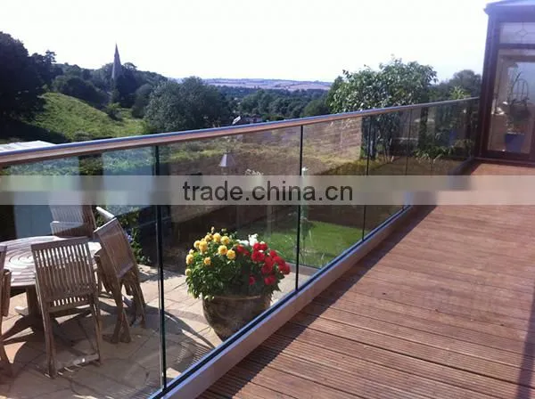 exterior deck aluminum u channel glass railings