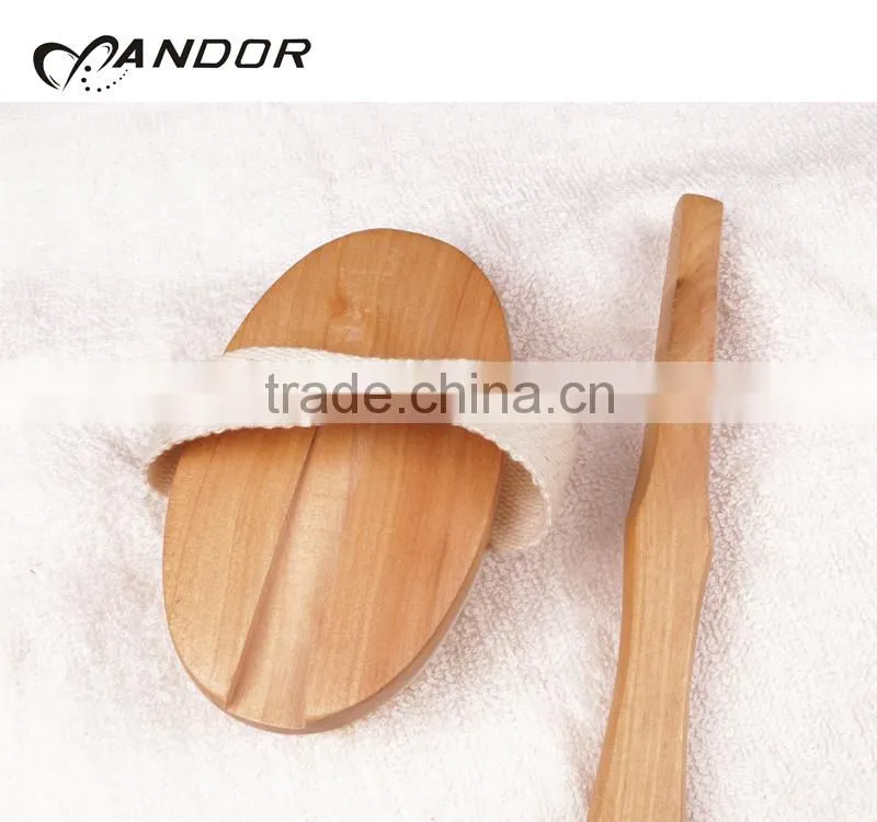 Natural bristle detachable wooden handle bath brush