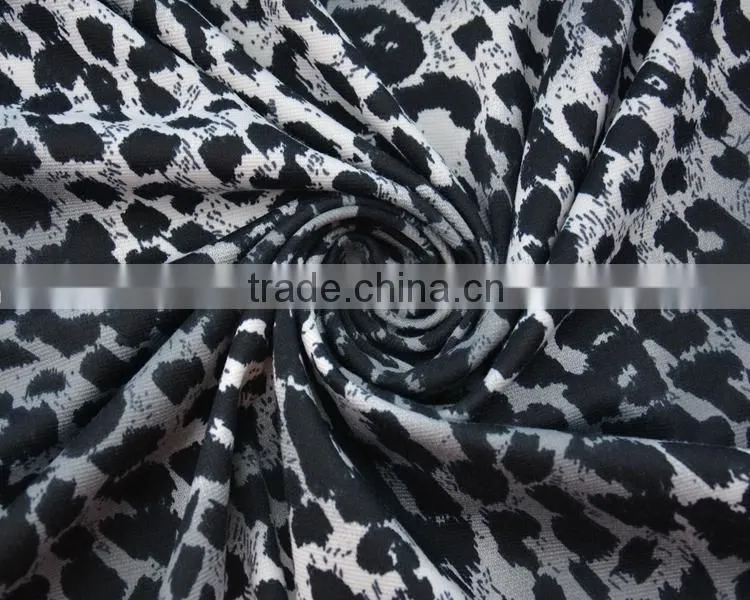 2015 Jiufan Textile Best-sold Roma Grey Leopard Polyester Ponti with Elastane Fashion Fabric