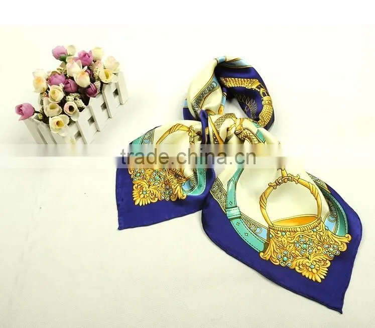 Brand like scarf 100% silk charmeuse digital printed square silk scarves 90x90cm