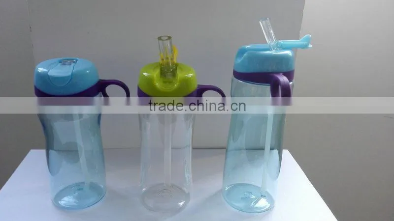 plastic water bottle with straw