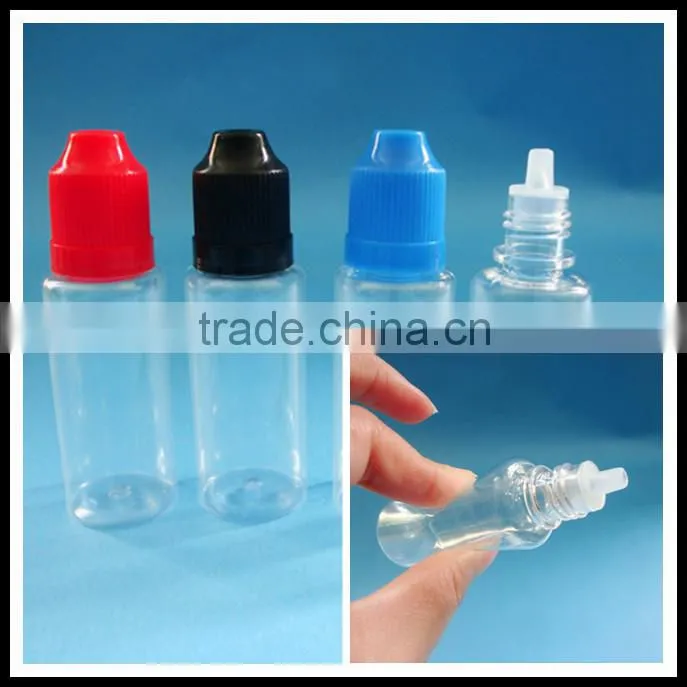 30ml PET e-liquid bottle with double insurance cap, plastic eye dropper bottle