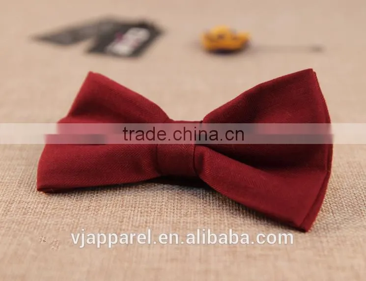 Cotton Solid Red Black Pre-Tied Bow Tie