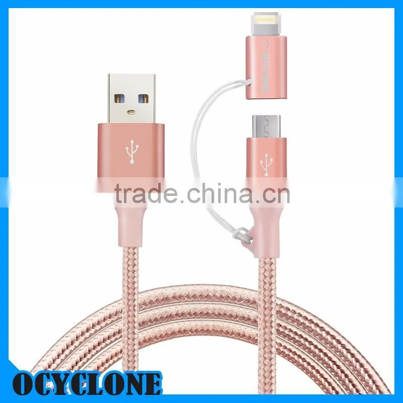 Brand New 2 in 1 MFI Certificated Data Cable Rose pink