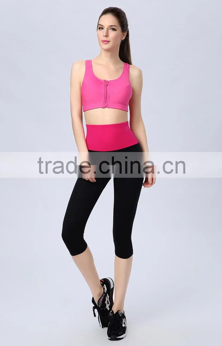 Sweatpants yoga pants Leopard grain double waist high contrast color stretch tight 7 minutes of pants