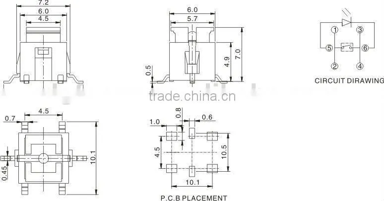 SMD tact switch with led light TS-2015