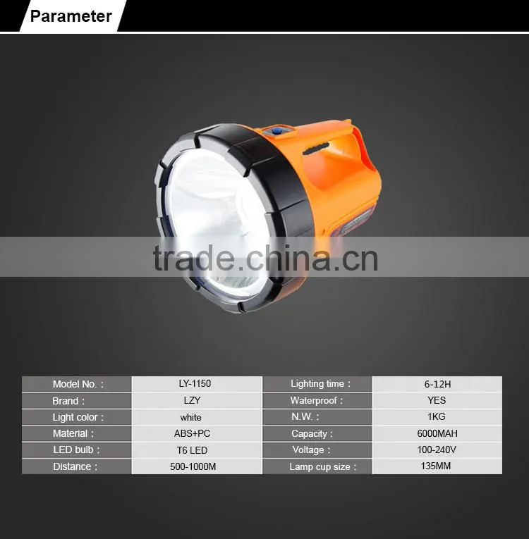 Foshan factory wholesale li-ion battery T6 high power led searchlight for outdoor use