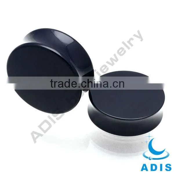Black acrylic piercing body jewelry gauge