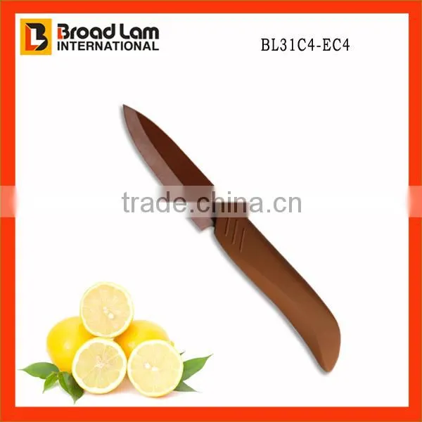 Brown Color Zirconia Blade Fruit knife and ABS+TPR coating Handle