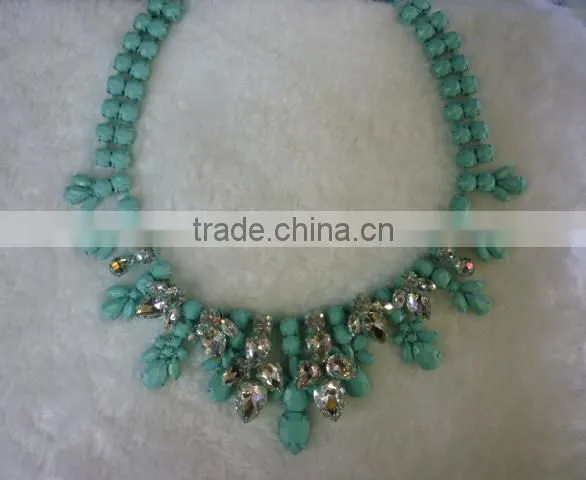 2014 New Design rhinestone applique Handmade neon color Strass crystal necklace chain for wedding dress