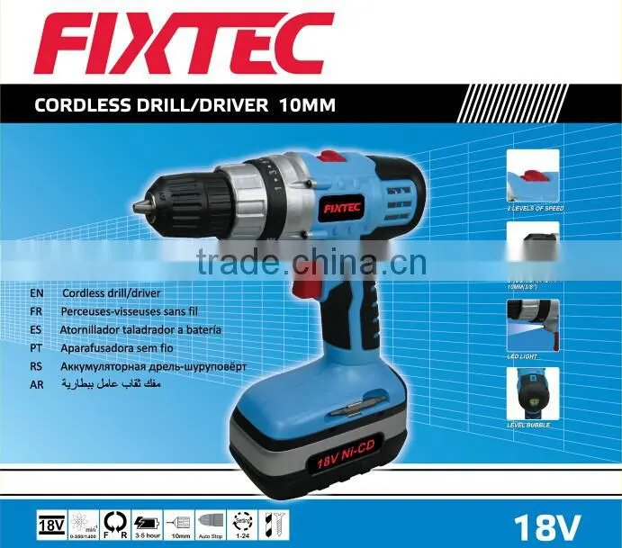 FIXTEC China Power Tool 10mm 18V NI-CD Cordless Drill