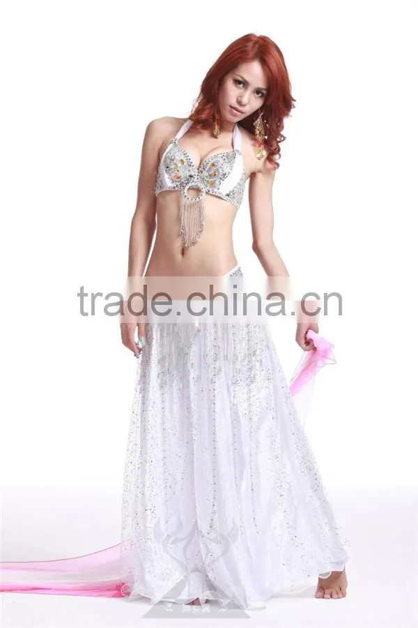 Wholesale new hot mesh with sequins belly dance skirt for ladies(QZ005)