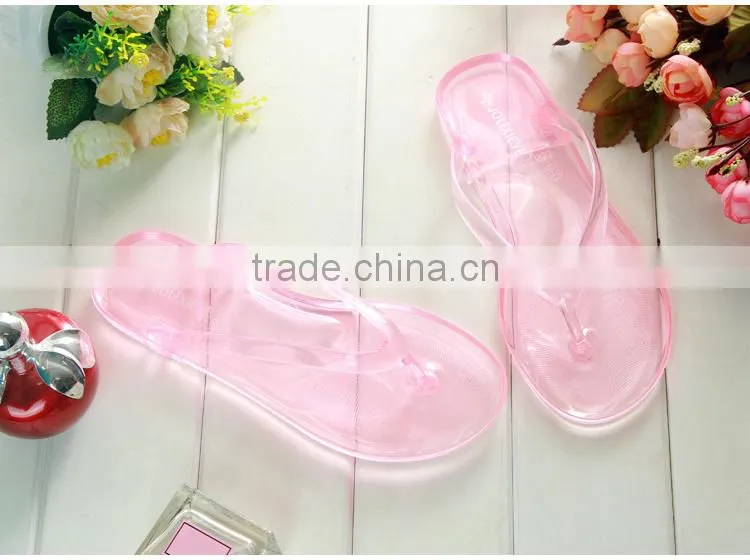 2015 women summer flip flops casual sandals flats slippers beach sandals transparent clear flip flops free shipping