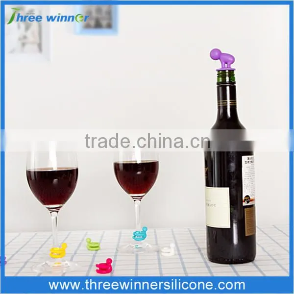 Suction cup wine glass marker silicone Promotional wine markers