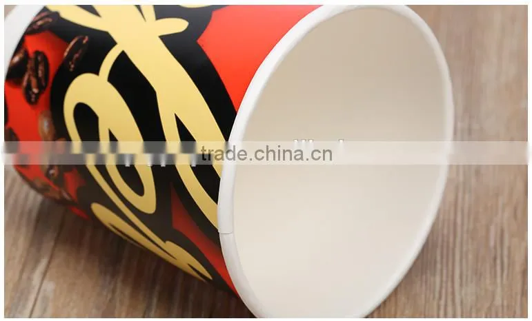 Custom logo printed disposable paper cup with lid, low cost 12oz double wall paper cups with lid