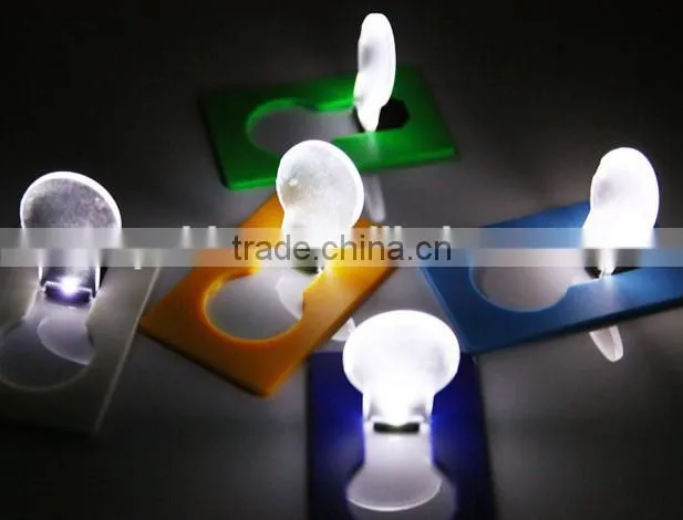 Portable led card pocket light bulb lamp,mini led credit card light, christmas card&switch card sharp credit card led light bulb