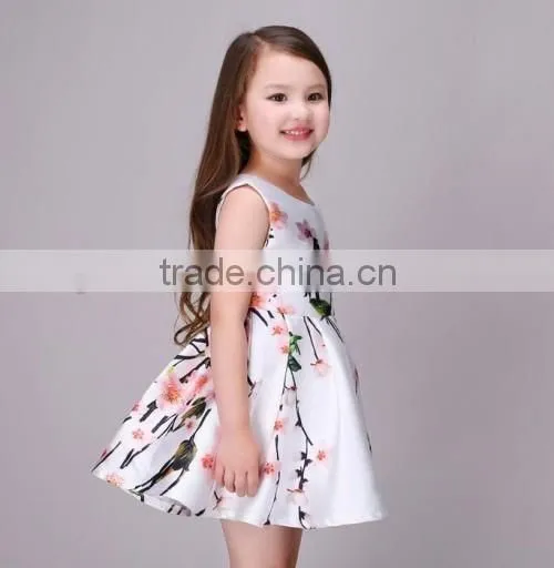 2016 summer hot sale baby girl children dress models satin material cheap flower children latest fashion dress designs