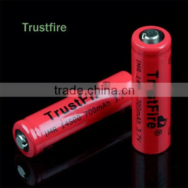 Trustfire IMR14500 lithium battery 700mAh 3.7V high drain battery rechargeable factory
