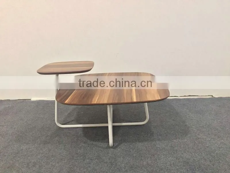 New arrival two layercovered paper coffee table with metal legs