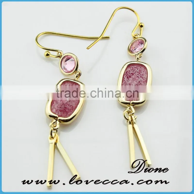 9x39mm Raw Brass Green Faceted Vogue Jewelry Earrings