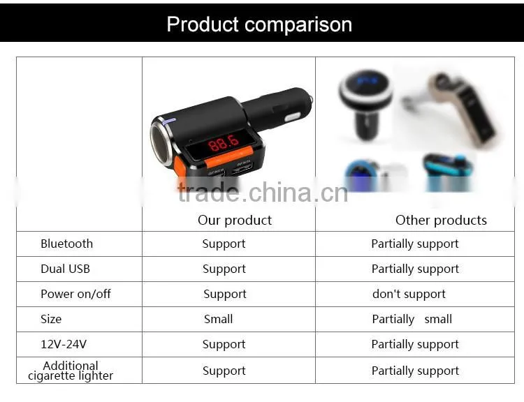 BC09 new product Bluetooth FM hands-free car charger with Cigarette Lighter Port