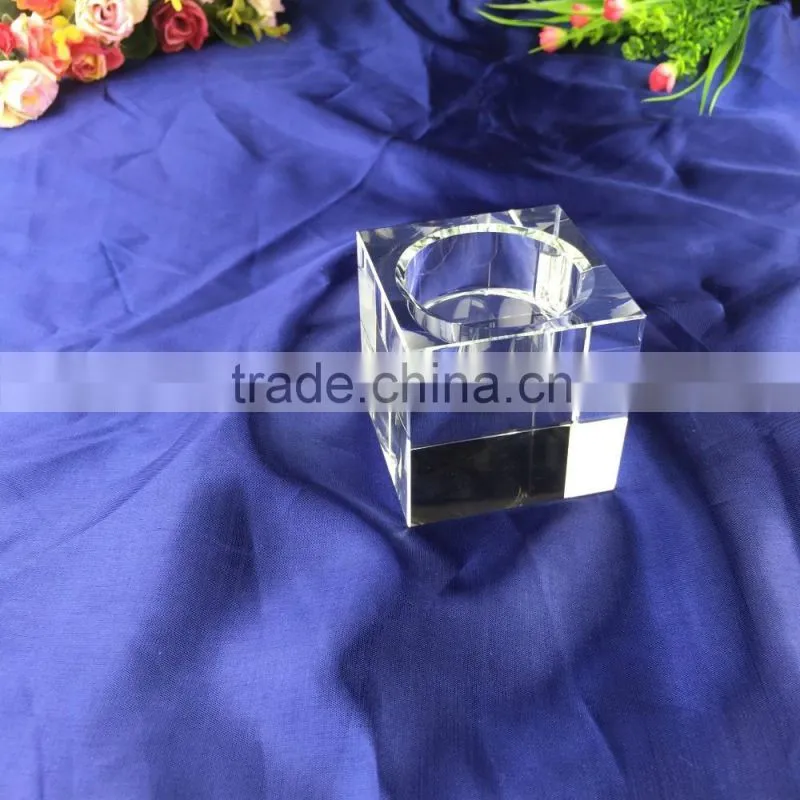 K9 Material Cubic Crystal Glass Candelabra For Table Center