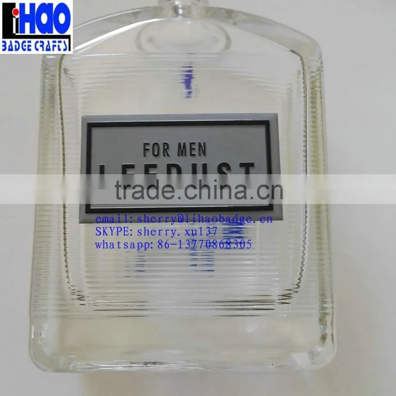 custom metal logo aluminum metal perfume bottle label sticker