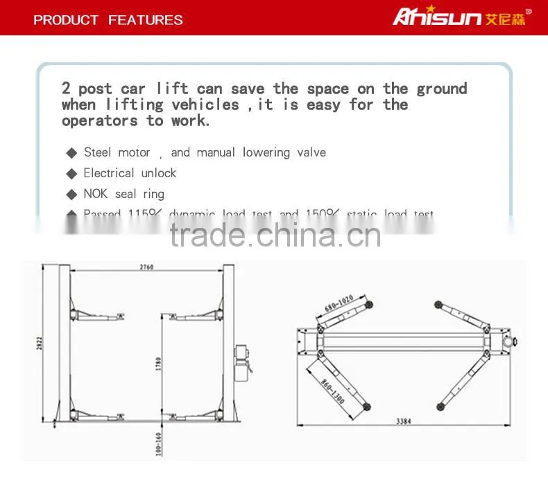 garage two post car hoist 4ton