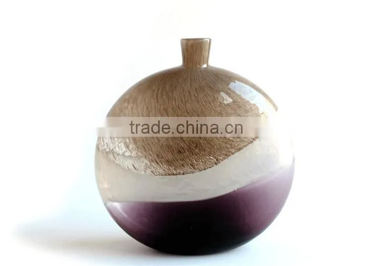 New designed mouth blown purple round arts murano glass vase