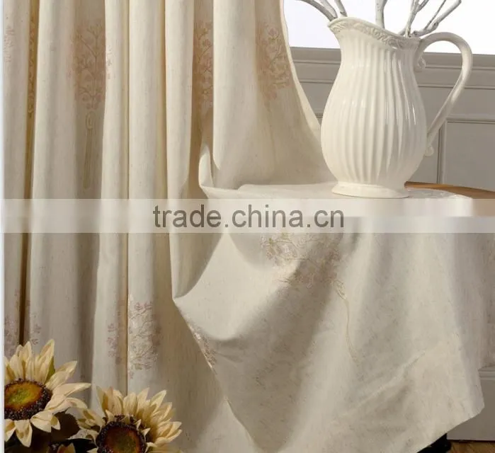 French pleated Embroidery woven curtain fabric for house readymade drape