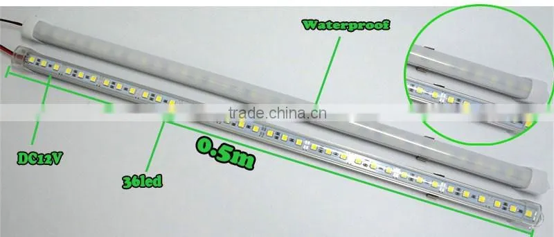 Waterproof Frost Cover Metal Cap DC12V 50cm 5050 SMD 36Leds/50cm Led Rigid Bars Strip light Bulbs Aluminum Slot
