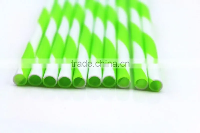 pp drinking straw with spiral green and white color