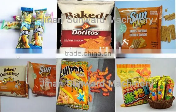 High speed automatic snack packing and labelling machine