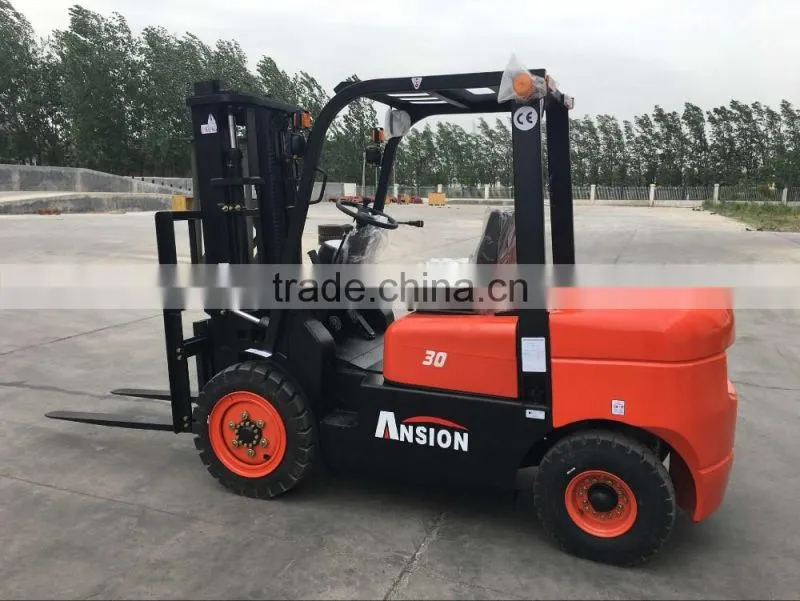 Warehouse Industrial 3 ton diesel forklift truck with JAPAN engine