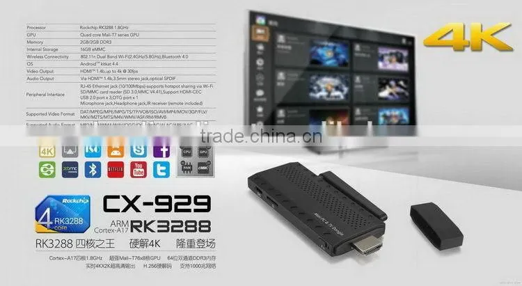 New hot sell 4 quad core 4k smart tv box
