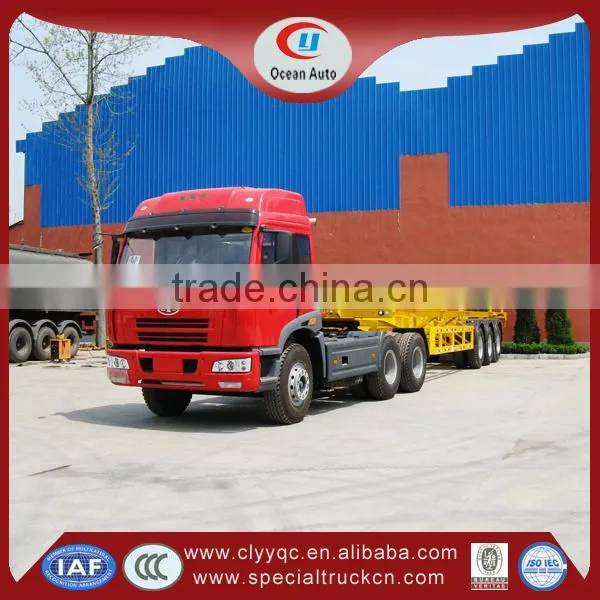 40GP container truck trailer, 40t flatbed semi-trailer,3axle tri-axle low bed semi trailer
