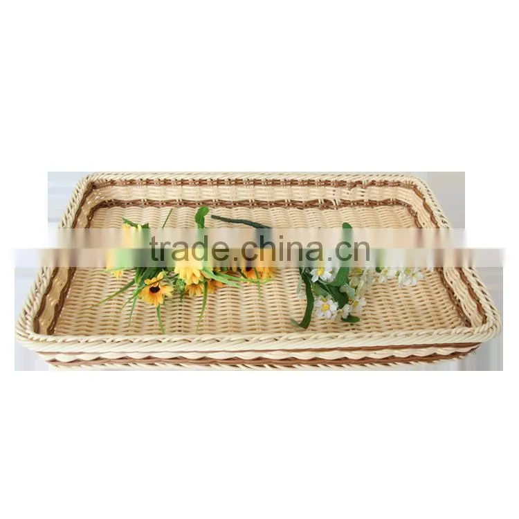 Environmently Supermarket plastic synthetic rattan fruit display tray