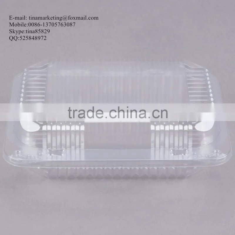 Durable OPS Clear Hinged Plastic Small Oblong Container/ Plastic Bakery Container/ Plastic Food Container for Take Out