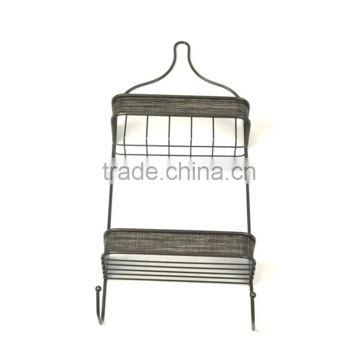 Wall Mounted Shampoo Rack with Two Hooks