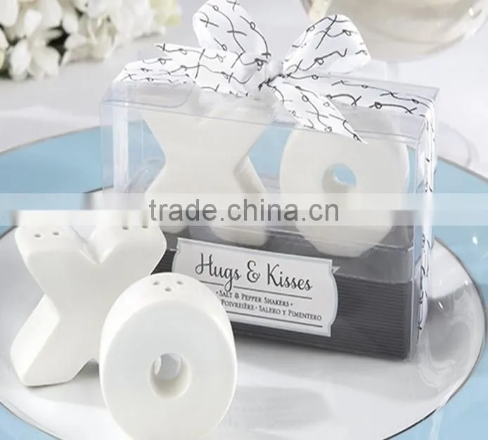 Wedding return gift XO ceramic salt and pepper shaker