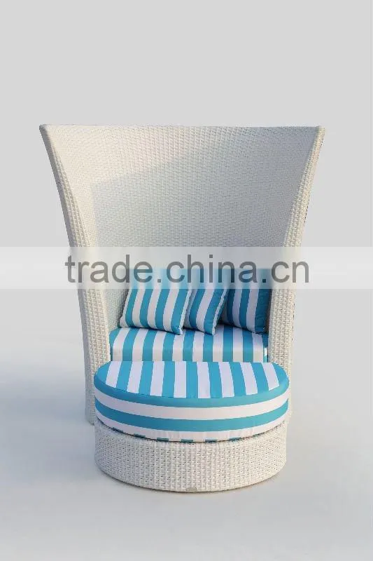 high ending high back wicker chair outdoor synthetic rattan day bed chair