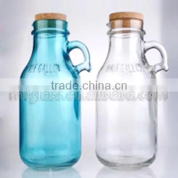 Giant colorful glass bottles for juice / milk cork stopper wholesale