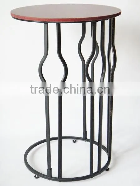 RH-4735 Gramercy Metal sofa side table wood top round table