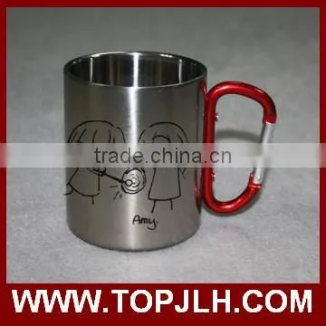 Top selling stainless steel camping carabiner handle mugs