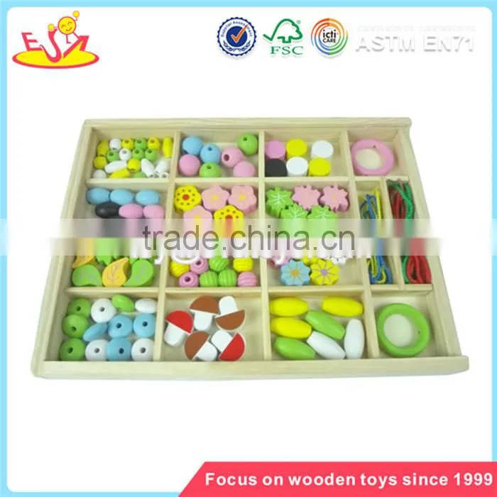 Wholesale beautiful wooden threading beads toy brain training wooden threading beads toy W11E002