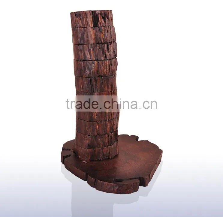 Nature teak wood rotary candle holder with free nice candles handmade crafts high quality wood candlestick