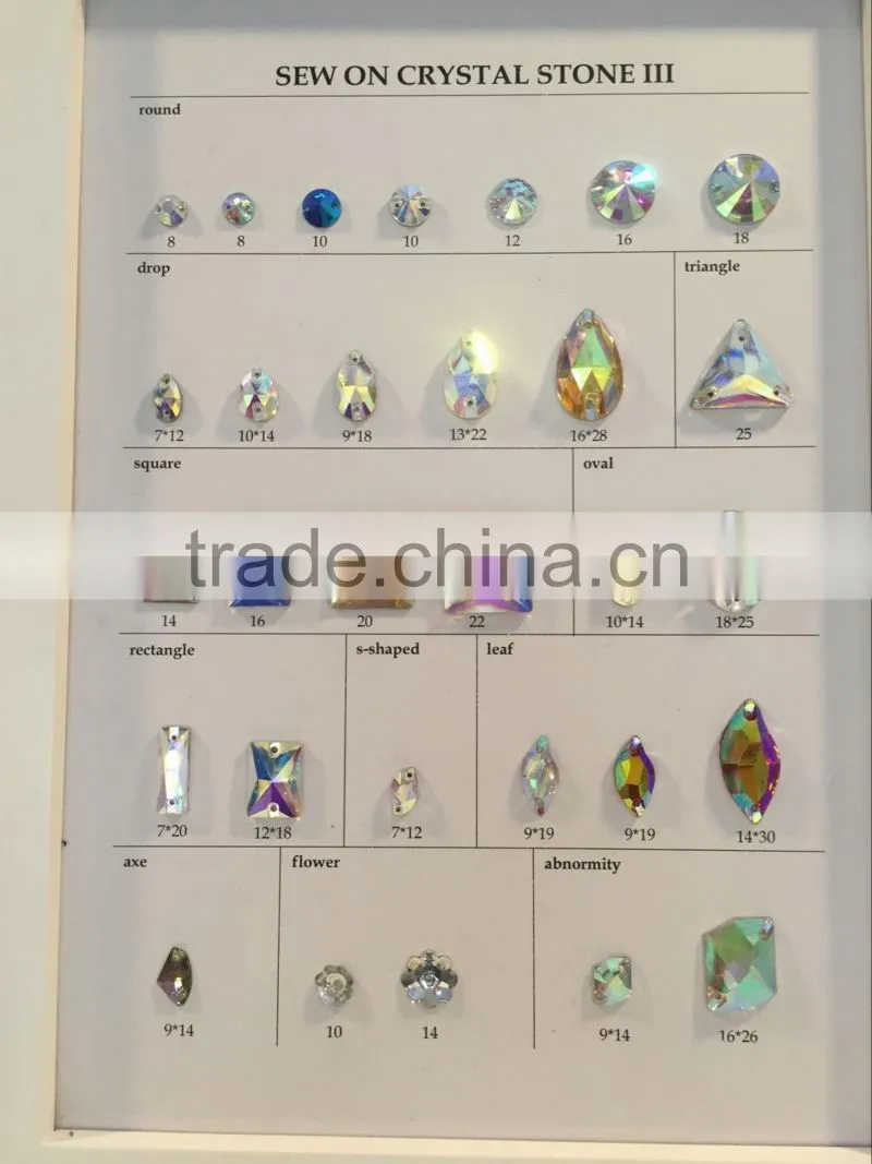 Sewing on triangle rectangle crystal stone crystal AB 14 16 18 20 mm