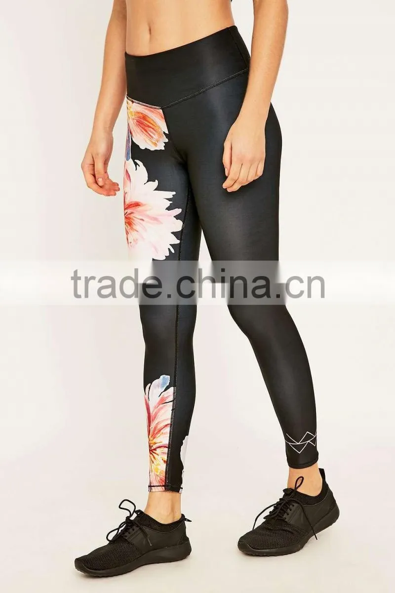 high quality slim fit yoga ladies printed leggings fitness nylon spandex