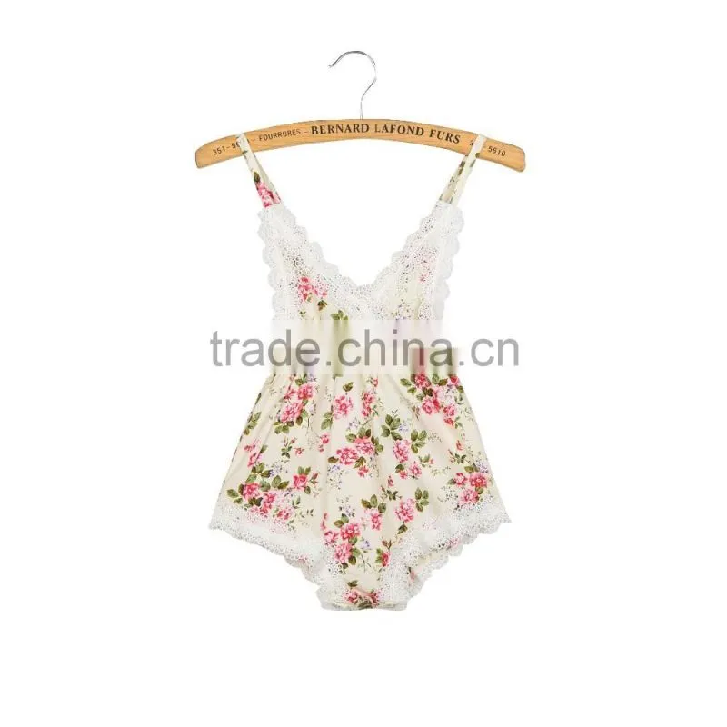 Summer baby clothing hot sale baby girl lace romepr infant and toddlers floral romper
